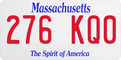 MA license plate 276KQ0