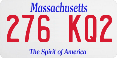 MA license plate 276KQ2