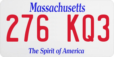 MA license plate 276KQ3