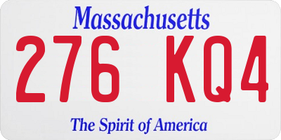 MA license plate 276KQ4