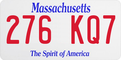 MA license plate 276KQ7