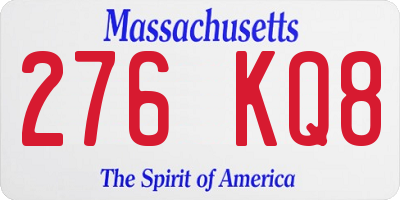 MA license plate 276KQ8