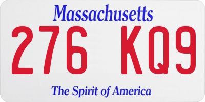 MA license plate 276KQ9