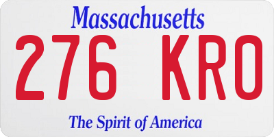 MA license plate 276KR0