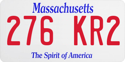 MA license plate 276KR2