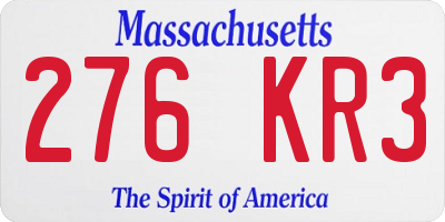 MA license plate 276KR3