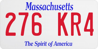 MA license plate 276KR4