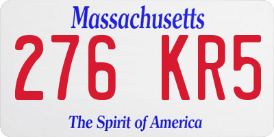 MA license plate 276KR5