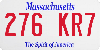 MA license plate 276KR7