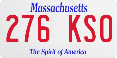 MA license plate 276KS0