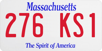 MA license plate 276KS1