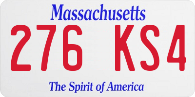 MA license plate 276KS4
