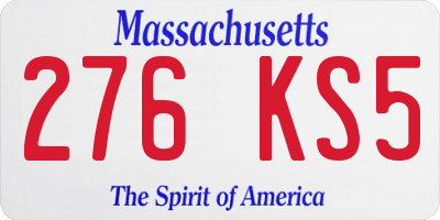 MA license plate 276KS5