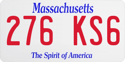 MA license plate 276KS6