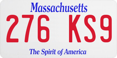 MA license plate 276KS9