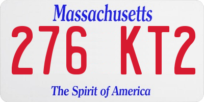 MA license plate 276KT2