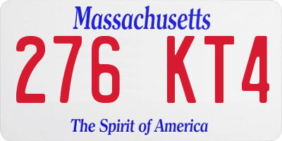 MA license plate 276KT4