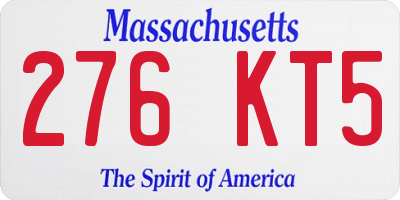 MA license plate 276KT5