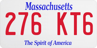 MA license plate 276KT6