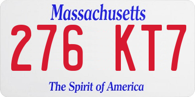 MA license plate 276KT7