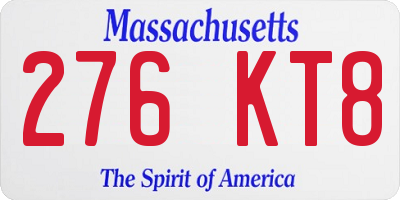 MA license plate 276KT8