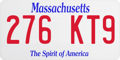 MA license plate 276KT9