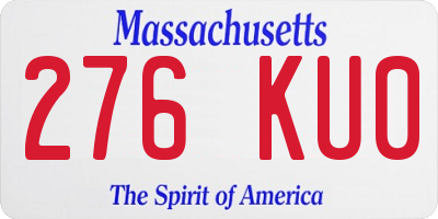 MA license plate 276KU0