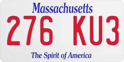 MA license plate 276KU3