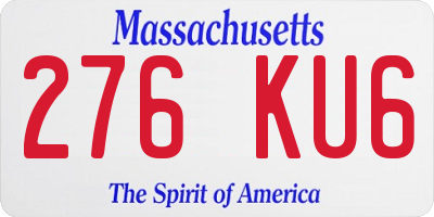 MA license plate 276KU6