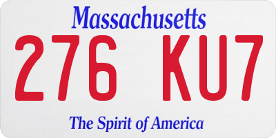 MA license plate 276KU7