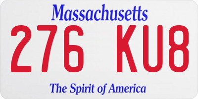 MA license plate 276KU8