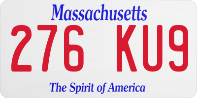 MA license plate 276KU9