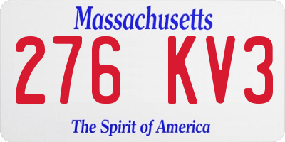 MA license plate 276KV3