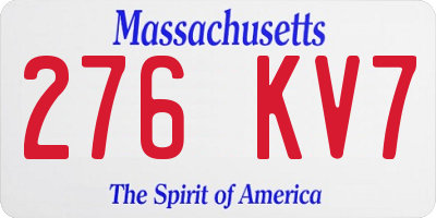 MA license plate 276KV7