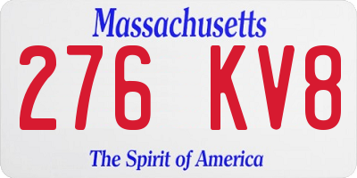 MA license plate 276KV8