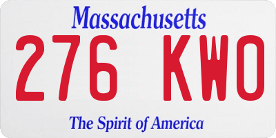 MA license plate 276KW0