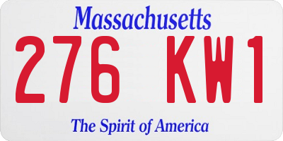 MA license plate 276KW1
