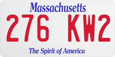 MA license plate 276KW2