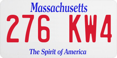 MA license plate 276KW4