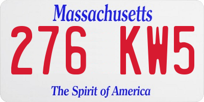 MA license plate 276KW5