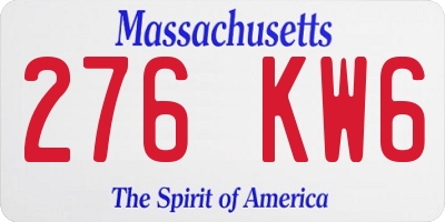 MA license plate 276KW6