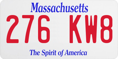 MA license plate 276KW8