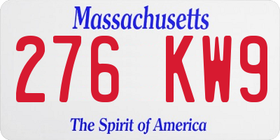 MA license plate 276KW9
