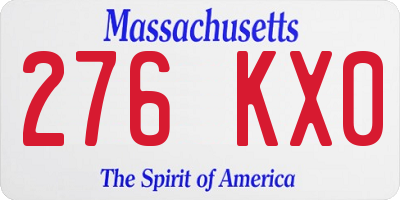 MA license plate 276KX0