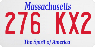 MA license plate 276KX2
