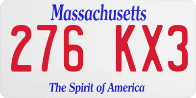 MA license plate 276KX3