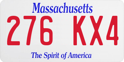 MA license plate 276KX4