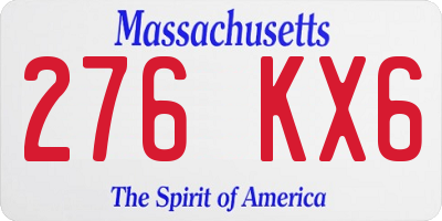 MA license plate 276KX6