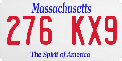 MA license plate 276KX9
