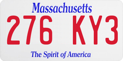 MA license plate 276KY3